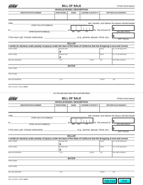 california dmv bill of sale.